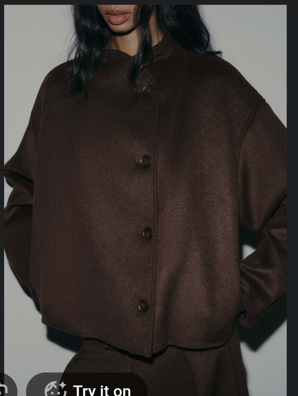 ZARA NWT SOFT WOOL BLEND FUNNEL NECK MOCHA COLOR JACKET SZ M/L